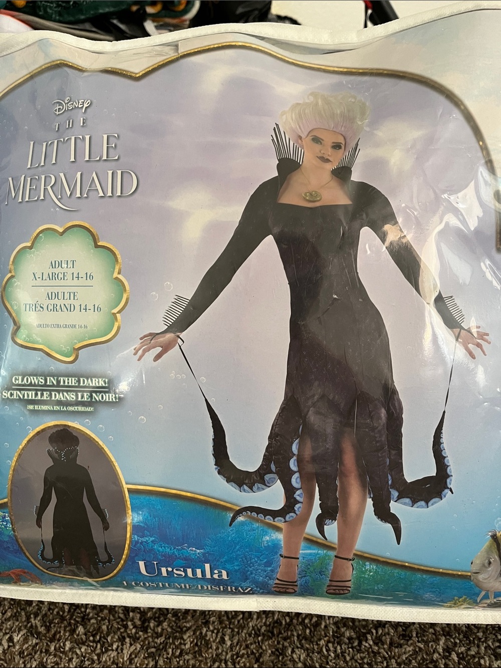 Disney Ursula Villain Costume in Black and White with Purple Accents